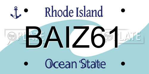 BAIZ61 Rhode Island License Plate