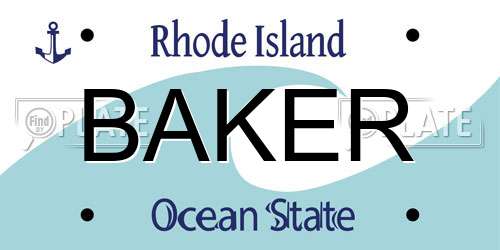 BAKER Rhode Island License Plate