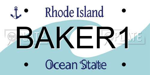BAKER1 Rhode Island License Plate