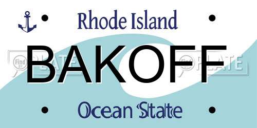 BAKOFF Rhode Island License Plate