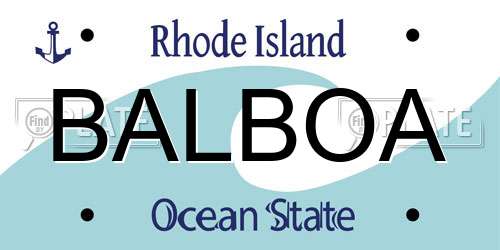 BALBOA Rhode Island License Plate