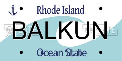 BALKUN Rhode Island License Plate
