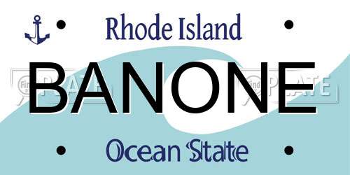 BANONE Rhode Island License Plate