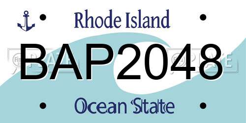 BAP2048 Rhode Island License Plate