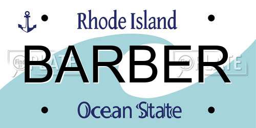 BARBER Rhode Island License Plate