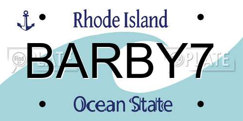 BARBY7 Rhode Island License Plate