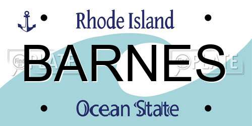 BARNES Rhode Island License Plate