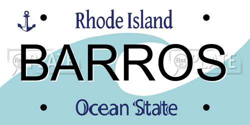 BARROS Rhode Island License Plate