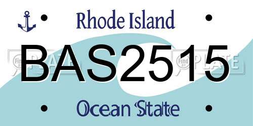 BAS2515 Rhode Island License Plate
