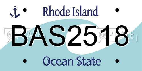 BAS2518 Rhode Island License Plate