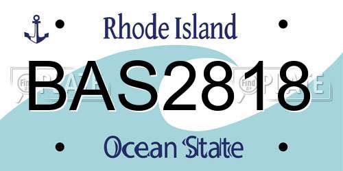 BAS2818 Rhode Island License Plate