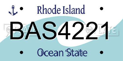 BAS4221 Rhode Island License Plate