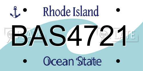 BAS4721 Rhode Island License Plate