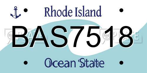 BAS7518 Rhode Island License Plate