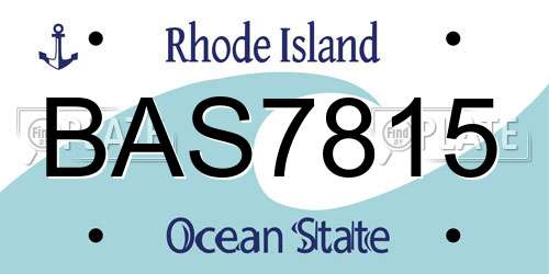 BAS7815 Rhode Island License Plate