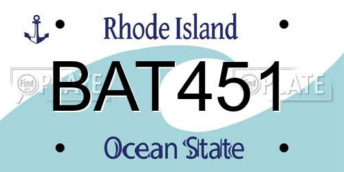 BAT451 Rhode Island License Plate