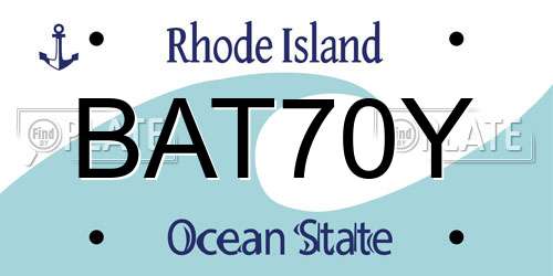 BAT70Y Rhode Island License Plate