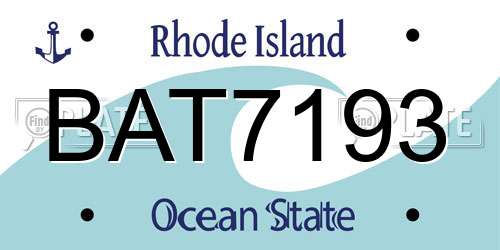 BAT7193 Rhode Island License Plate