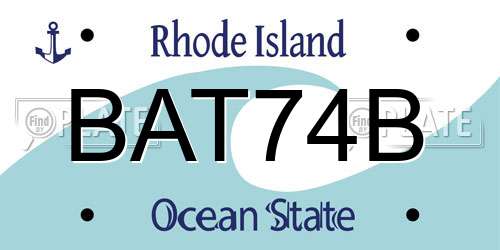 BAT74B Rhode Island License Plate