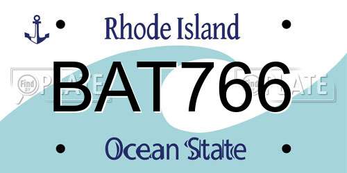 BAT766 Rhode Island License Plate