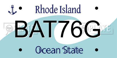 BAT76G Rhode Island License Plate