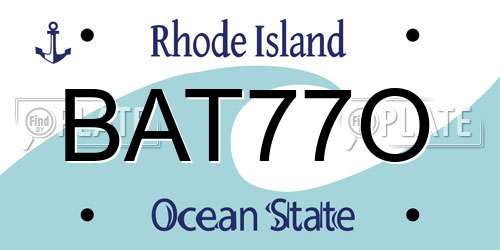 BAT77O Rhode Island License Plate