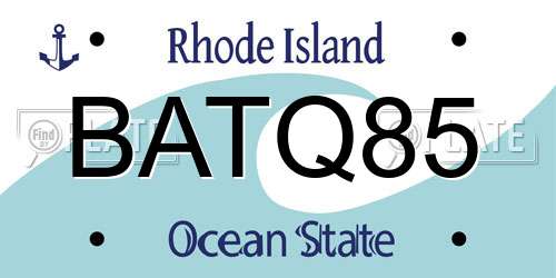 BATQ85 Rhode Island License Plate