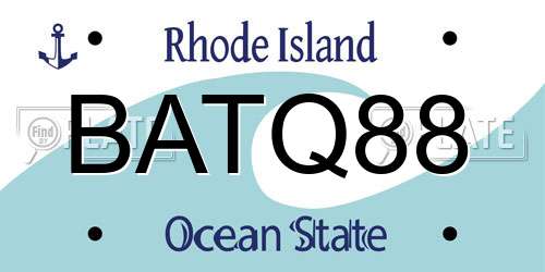 BATQ88 Rhode Island License Plate