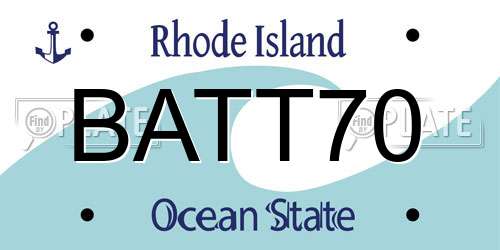 BATT70 Rhode Island License Plate