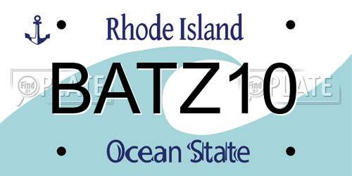 BATZ10 Rhode Island License Plate