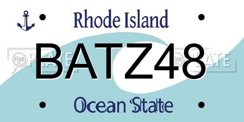 BATZ48 Rhode Island License Plate