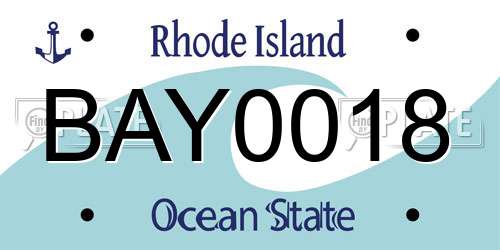 BAY0018 Rhode Island License Plate