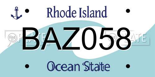 BAZ058 Rhode Island License Plate