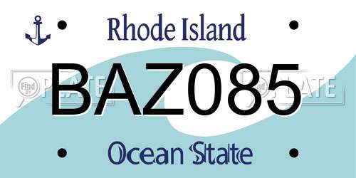 BAZ085 Rhode Island License Plate