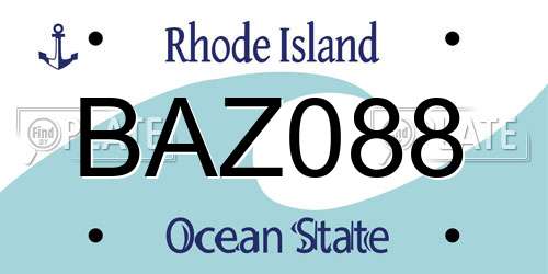 BAZ088 Rhode Island License Plate