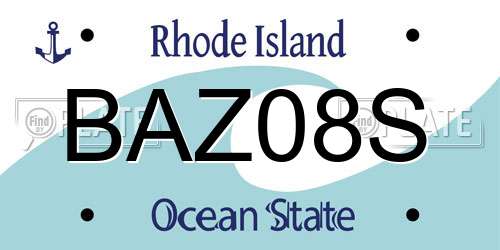 BAZ08S Rhode Island License Plate