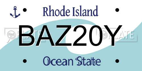 BAZ20Y Rhode Island License Plate