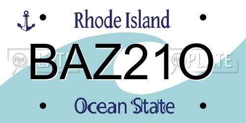 BAZ21O Rhode Island License Plate