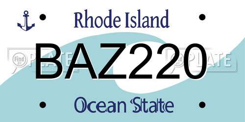 BAZ220 Rhode Island License Plate