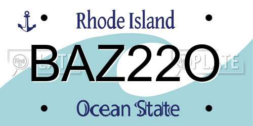 BAZ22O Rhode Island License Plate