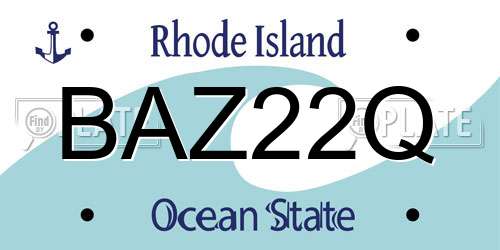BAZ22Q Rhode Island License Plate
