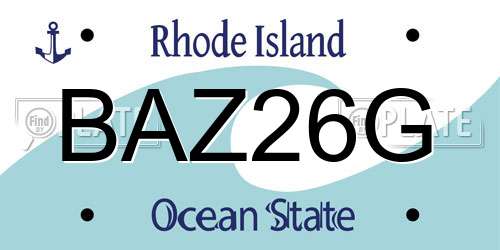 BAZ26G Rhode Island License Plate