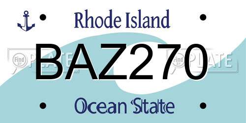 BAZ270 Rhode Island License Plate