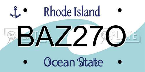 BAZ27O Rhode Island License Plate