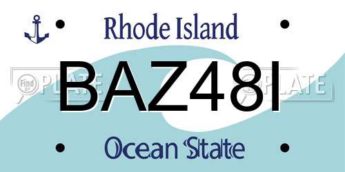 BAZ48I Rhode Island License Plate