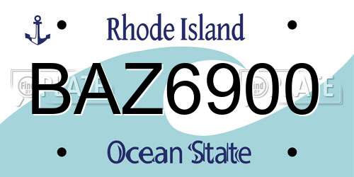BAZ6900 Rhode Island License Plate