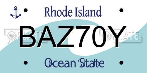 BAZ70Y Rhode Island License Plate