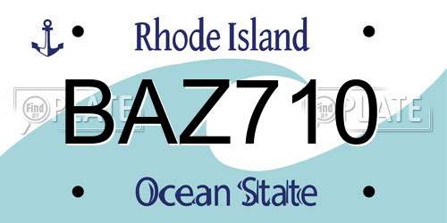 BAZ710 Rhode Island License Plate
