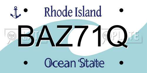 BAZ71Q Rhode Island License Plate