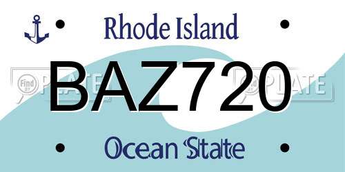 BAZ720 Rhode Island License Plate